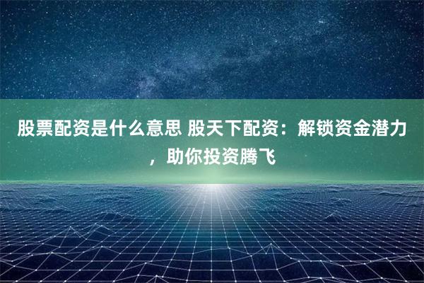 股票配资是什么意思 股天下配资：解锁资金潜力，助你投资腾飞